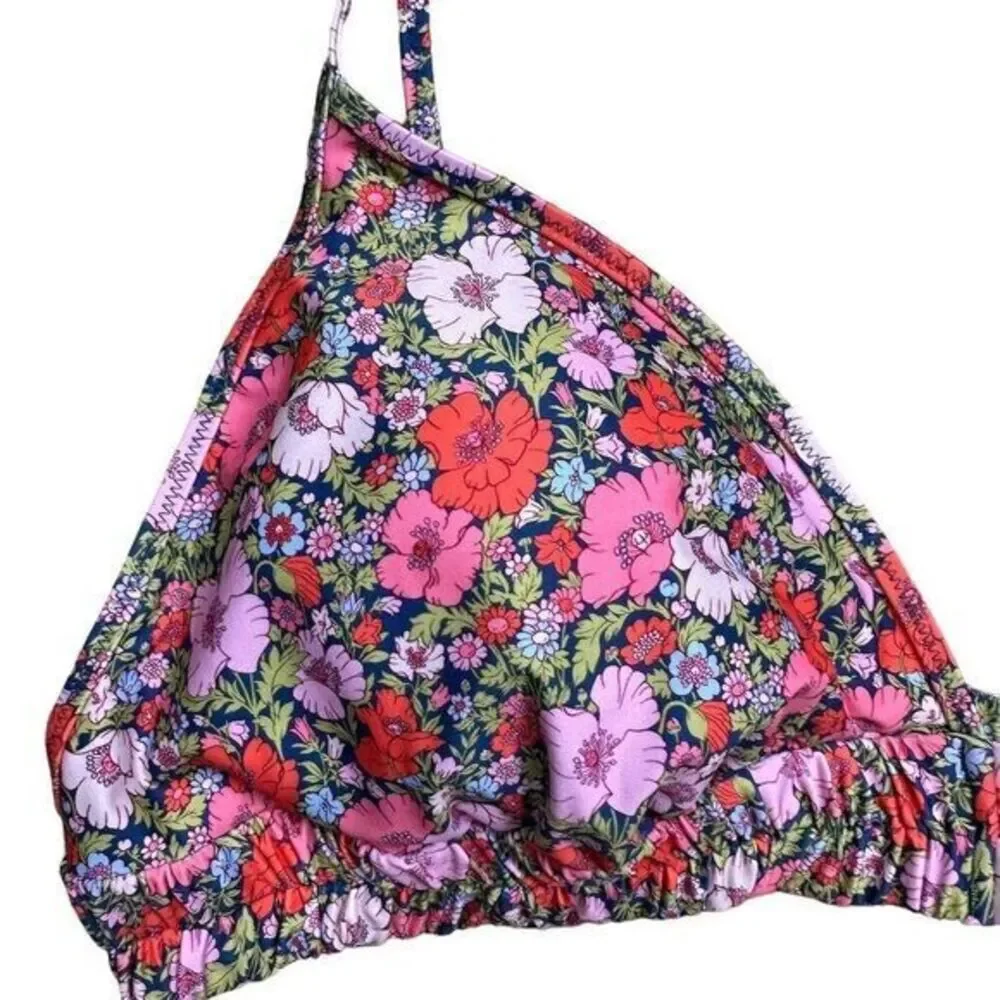 NWT J. Crew Women's 2X‎ Tie-shoulder Ruched Bikini Top Liberty Meadow Song